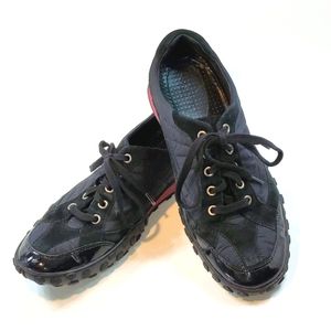 COLE HAAN Black Suede Patent Leather Nike Lab Sneakers 6 EUC